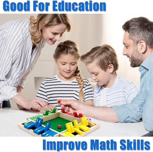 Nicecho 12 Inches 2-4 Shut The Box Game, Family Wooden Board Table Math Dice Games for Adults and Kids, Player Classics