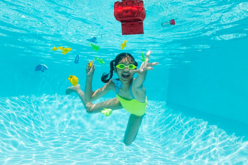 Wahu Mystery Key Treasure Challenge Pool Diving Toy Set for Kids Ages 5+, Underwater Treasure Chest and Key Diving Game