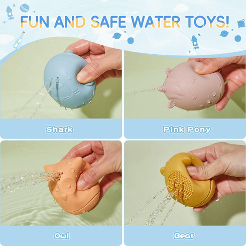 16 Pack 6-12 2-4 Baby Bath Toys Easy-Clean & Squeezable Silicone Bath Toys for Babies Months Mold Free Bath Toys