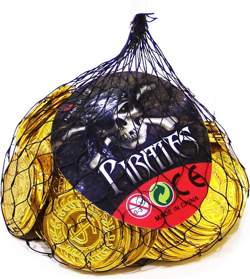 TCOTBE Pirate Gold Coins Plastic Set of 100 - Play Gold Treasure Coins for Pirate Party, Treasure Hunt Game