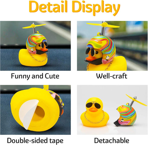 wonuu Rubber Duck Car Decorations, Cute Yellow Duck Dashboard Ornaments with Propeller