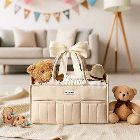 POIKSHARK Baby Diaper Caddy - Stylish Basket for Newborn Essentials, Nursery Storage Bin and Car Organizers for Diapers