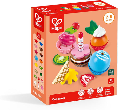 Set Hape Colorful Wooden Cupcakes - Pretend Play Food
