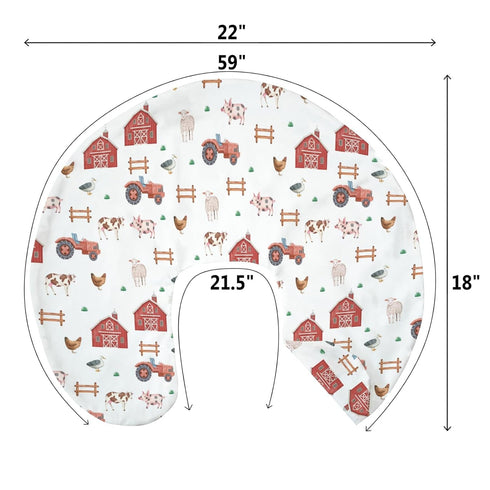 Farm Animals Life Baby Nursing Pillow Covers for Boy Girl Tractor Barn Pig Cow Lamb Hen Duck Soft Nursing Slipcovers