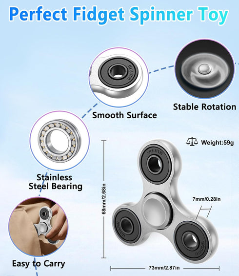 ATESSON Fidget Spinner Toy - Ultra Durable Stainless Steel Bearing, High Speed Spins, Precision Metal Hand Spinner for