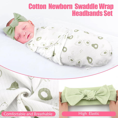 4 Pack Set Newborn Preemie Swaddle with Headband Premature Swaddle Blanket Baby Clothes for Nicu Newborn Boys