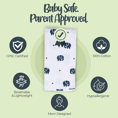 Baby Sparrow 3-Pack 47x47 BabySparrow Muslin Swaddle Blankets Large Cotton Baby Swaddles for Newborns, Soft Breathable