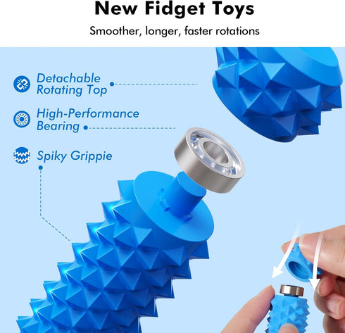 (2 Pack) LESONG Pain Fidget Toys for Adults: Rotating Spiky Grippie for Sensory Input - Pain Stim Fidget Toys
