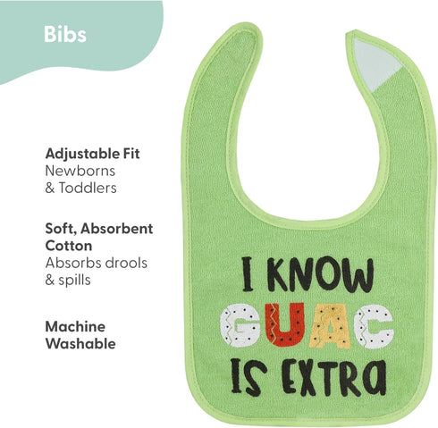 The Peanutshell Baby Bibs Set of 8 - 100% Cotton, Soft, Absorbent, Unisex Toddler, Newborn & Infant - Han-Gry