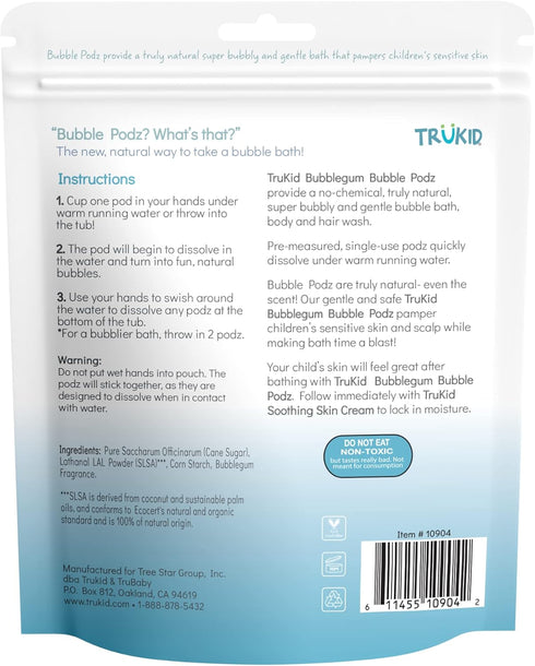 (24 TruKid Bubble Podz Bubble Bath for Kids, Toddlers, & Babies, Tear Free Gentle & Refreshing Bath Bomb for Sensitive