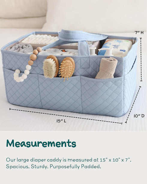 Lily Miles Baby Diaper Caddy Organizer, Quilted Nursery Storage Organizer for Newborn Essentials and Diaper Changing