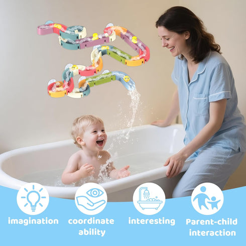 Vaofrean 48PCS 3-5,DIY 2 3 4 5 6 7 8Years Toddler Bath Toys for Kids Ages Duck Slippery Slide Track Baby Bath Tub Toys