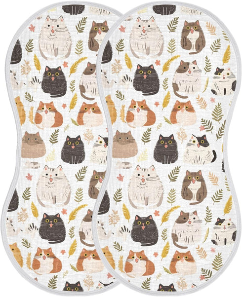 decor gift 4 Pack 22x11in Cotton Muslin Burp Cloths Large Soft and Absorbent? Simple Minimalist Cats Baby spit up Rags