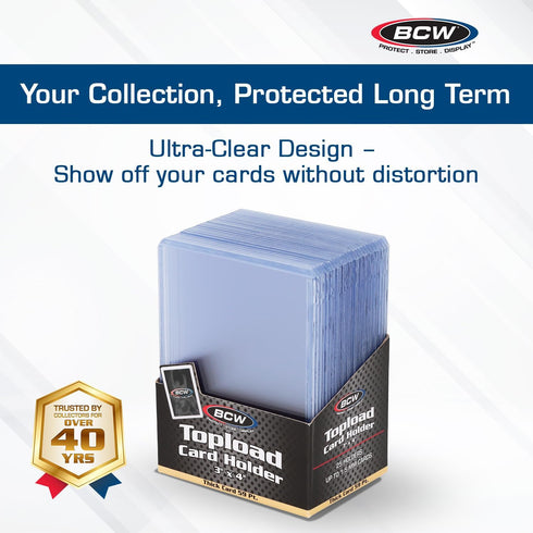 BCW 59 PT Thick Card Top Loaders | Protective Toploaders for Trading Cards Up to 59PT | 1 Pack