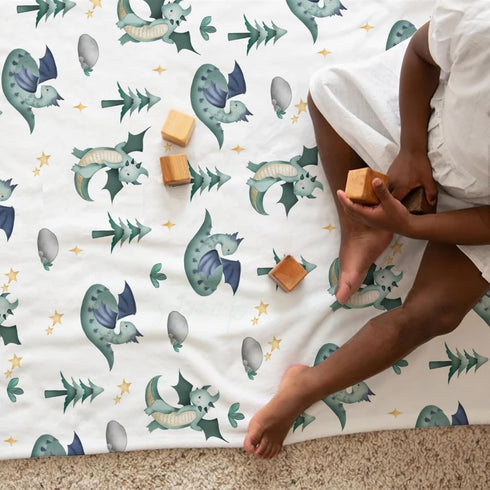 Cartoon Fairy Tale Dragon Baby Blanket, Watercolor Dragons Flannel Swaddle Blanket for Boy Girl (Green 30x40)