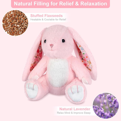 SuzziPals Heatable & Coolable Bunny Stuffed Animal, Microwavable Heating Pad Stuffed Animal for Soothing & Relaxation
