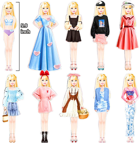 Magnetic Princess Dress Up Paper Doll Pretend Play Toys, Magnet People Clothes Puzzles Game for 3+ Year Old Girls