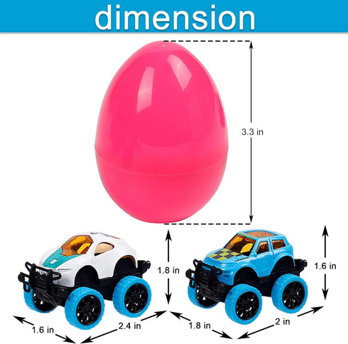 Set 12 3-6 Pullback 3-6 WATERGLIDE of Pull Back Cars for Year Old Boys, Easter Eggs Filled with Monster Vehicles Toys