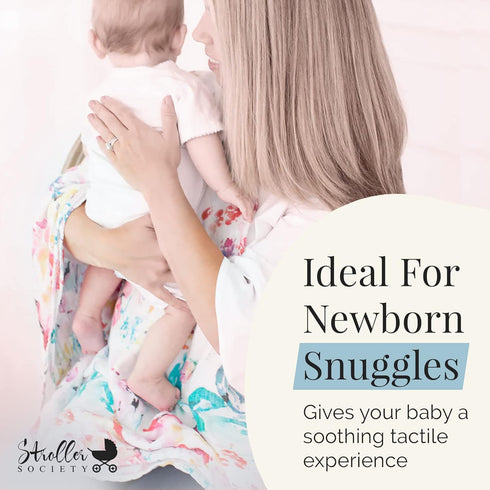 47 47 inches Stroller Society - Viscose from Bamboo and Cotton Baby Blanket, Floral Baby Blanket, Receiving Blankets