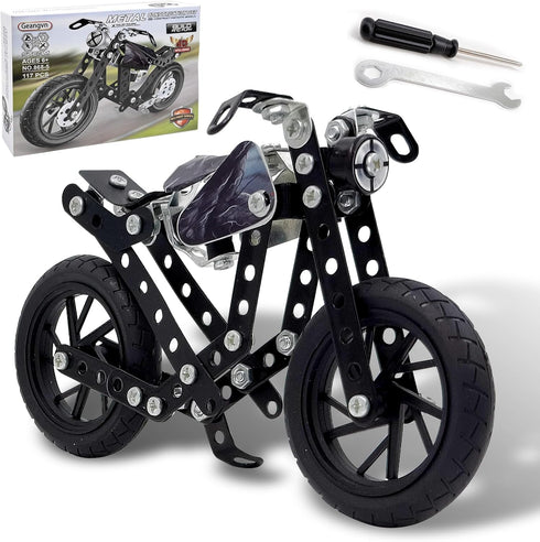 Metal Model Motorcycle Kits, 117 Pcs Erector Sets for Boys Age 8-12, STEM Building Toys for Kids and Adults