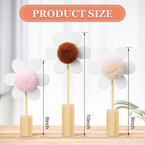 3 Set Beeveer Pcs Wooden Daisy Nursery Shelf Decor Boho Daisy Decor Floral Aesthetic Flower Wall Art Bohemian Style