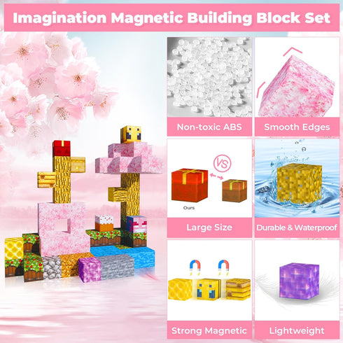 Noroapoo 80pcs 4-8-12,Magnetic 8-12 Magnetic Building Blocks for Kids Ages Building Tiles Constructions Toys,STEM Toys