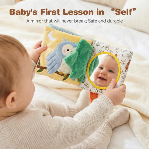 0-12 Tummy Montessori Soft Baby Book - Sensory Book for Babies Months with Crinkle Paper, Touch & Feel Textures, Baby