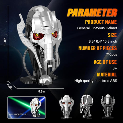 General Grievous Helmet Compatible with Lego, Building Blocks Set Collection for Adults or Boys (710PCS)