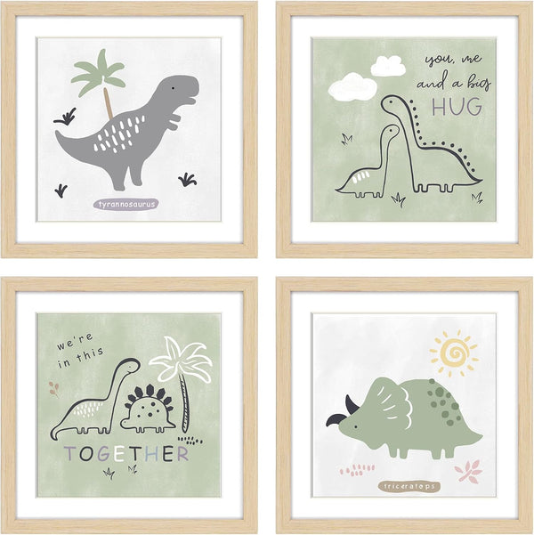 ArtbyHannah Framed Nursery Wall Decor, 4 Pack Framed Baby Wall Art, Woodland