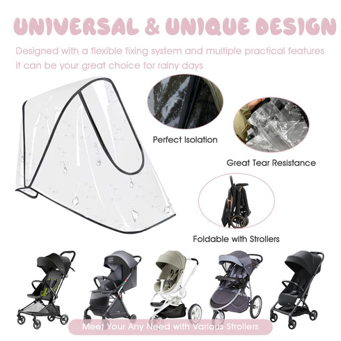 MOASIOP EVA Stroller Rain Cover, No-Zip Waterproof Stroller Cover - Food Grade Material, Breathable Baby Travel Weather