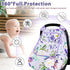 Car Seat Cover Baby Girl, Warm Winter Carseat Cover for Baby, Purple Floral Infant Car Seat Canopy with Peep Window