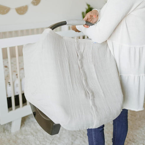 Little Unicorn Baby Car Seat Canopy | Soft & Breathable Muslin Fabric | Magnetic Closure Cover & Universal Fit |