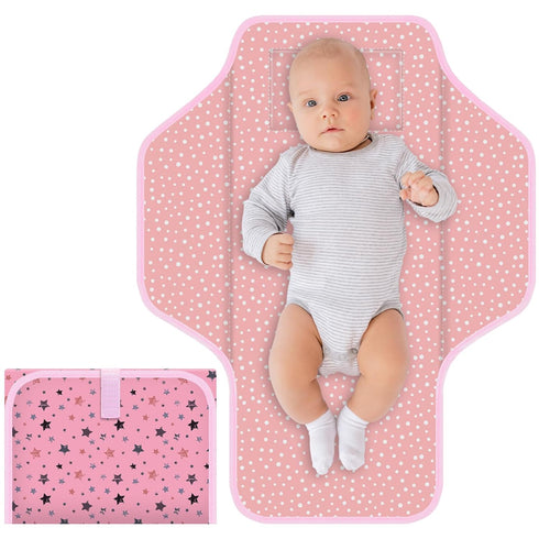 Baby Portable Diaper Changing Pad – Foldable Travel Mat with Built-in Pillow, Waterproof Compact Changing Pad
