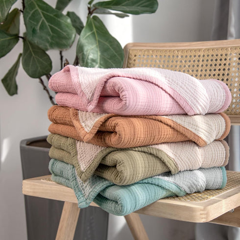 4-Layer 47"x47"(Olive) lulumoon Muslin Baby Blanket Neutral: Soft Cotton Toddler Blanket for Daycare - Reversible
