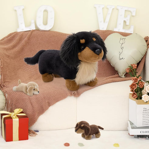 20'' MorisMos Dachshund Stuffed Animal Plush Toys, Realistic Long Haired Dachshund Toys Gift for Kid Toddler Women