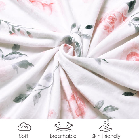 david's kids Minky Baby Blanket for Girls, Soft Lightweight Micro Fleece with Double Layer, 30x40 Inches, Floral Flowers
