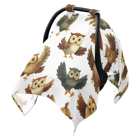 Mazeann Cartoon Owl Bird Car Seat Cover Baby Breathable Soft Infant Carseat Covers