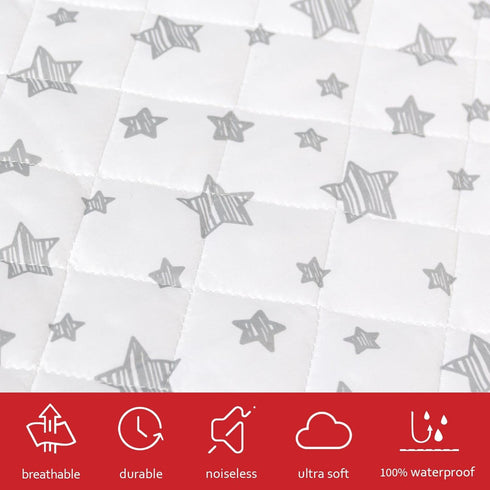 2 Pack, 52" 28" 8", Crib Mattress Protector Waterproof Quilted Crib Mattress Pad Cover x Extra Soft Breathable Toddler