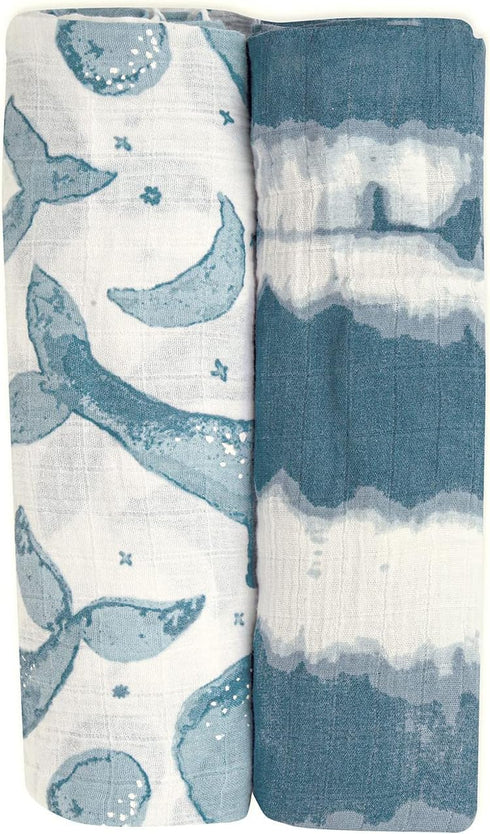 Crane Baby 100% Cotton Muslin Swaddle Blankets, Caspian Ocean, Baby Swaddle Blanket,