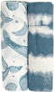 Crane Baby 100% Cotton Muslin Swaddle Blankets, Caspian Ocean, Baby Swaddle Blanket,