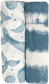 Crane Baby 100% Cotton Muslin Swaddle Blankets, Caspian Ocean, Baby Swaddle Blanket,