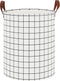 CLOCOR Collapsible Round Laundry Hamper - Large Storage Basket for Boys and Girls - White Check