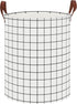 CLOCOR Collapsible Round Laundry Hamper - Large Storage Basket for Boys and Girls - White Check