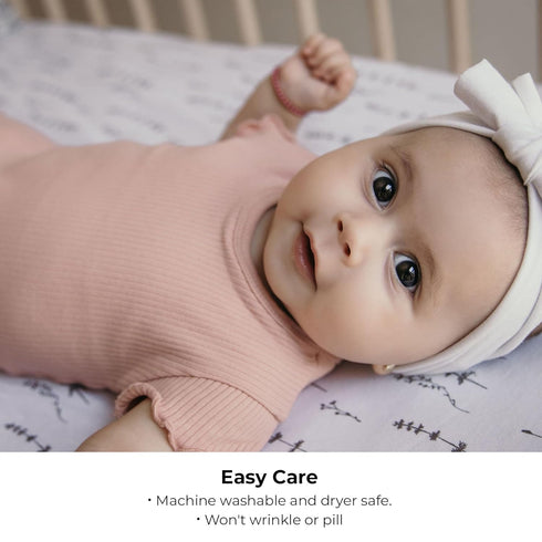 Ely’s & Co. Pack and Play Sheets, 2 Pack Fitted Playpen Sheet Set for Mini Crib, Forest Grey Floral