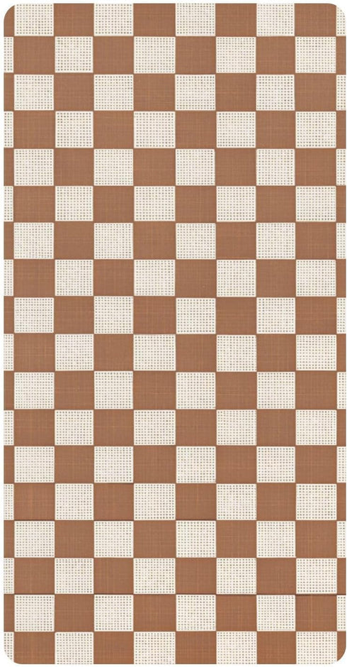 CZXW Netural Checkerboard Crib Sheets Fitted 52" x 28" Natural Cotton Soft &