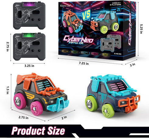 2 Pack 2.4G 360 6+ Winyea Tag RC Cars Remote Control Combat Cars: Rechargeable | Interactive Shooting Battle | Family