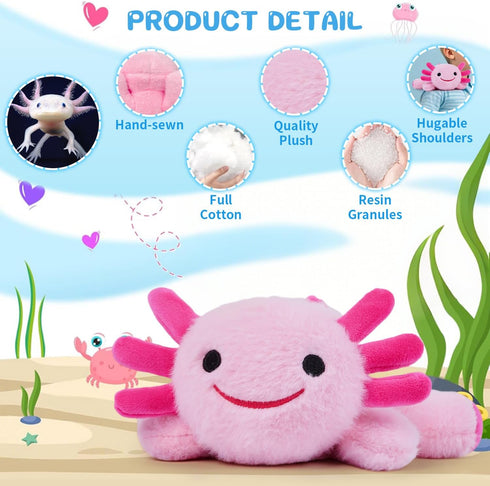 CHEEKYNEWT CO. 8.66" Christmas.(Pink,1 Pack) Axolotl Plush Toy,Axolotl Stuffed Animal, Axolotls Toy,Birthday Gift