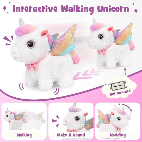 Set 3 4 5 6 4-6 TUZT Girl Interactive Walking Unicorn Stroller Toy with Plush Electric Unicorn & Groom Care