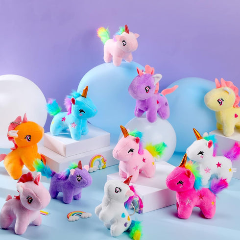 24 Pcs Mini Plush Unicorn Stuffed Animals, Unicorn Party Favors, DIY Plush Keychain for Birthday Wedding Gift