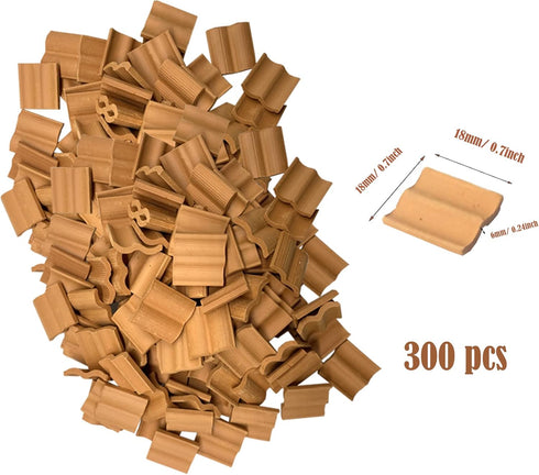 Cayway 300 PCS Mini Red Roof Tiles Set, Red Miniature Tiles with Scraper, Roof Tiles Fake Tiles Model Landscape Accessories Dollhouse Fake Tiles for DIY Dollhouse Bricks Diorama Fairy